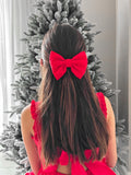 Cotton girls hair bow in Christmas red