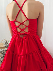 Phoebe Girls Dress - Red - A Little Lacey