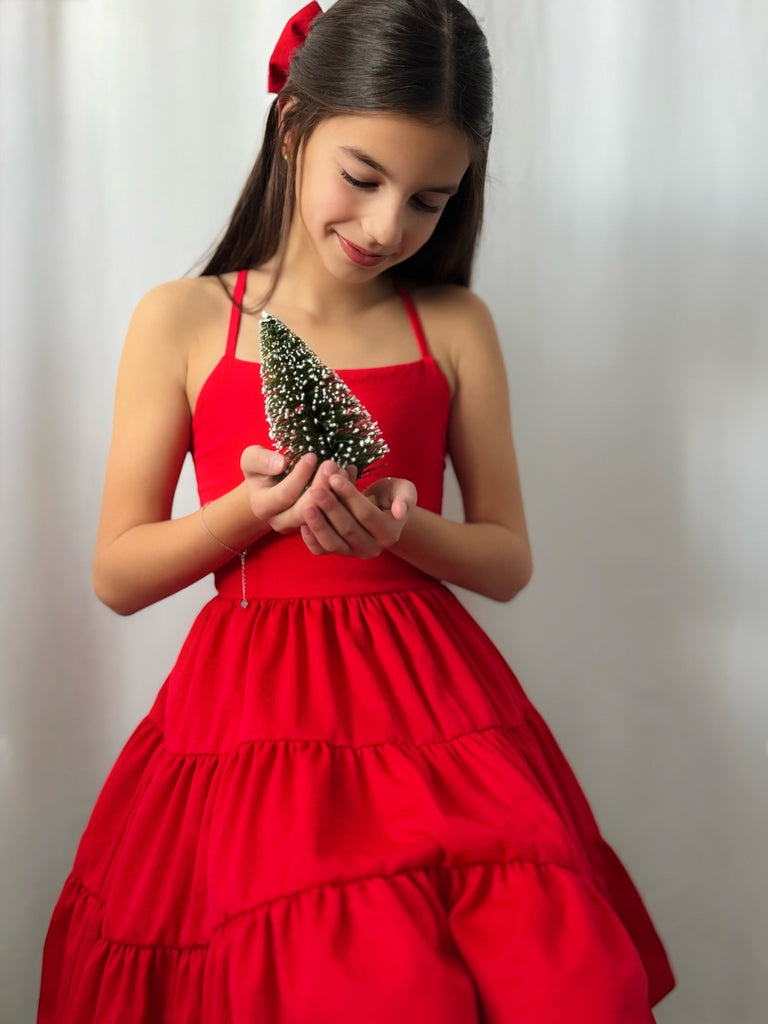 Phoebe red festive dress front view – perfect for Christmas celebrations