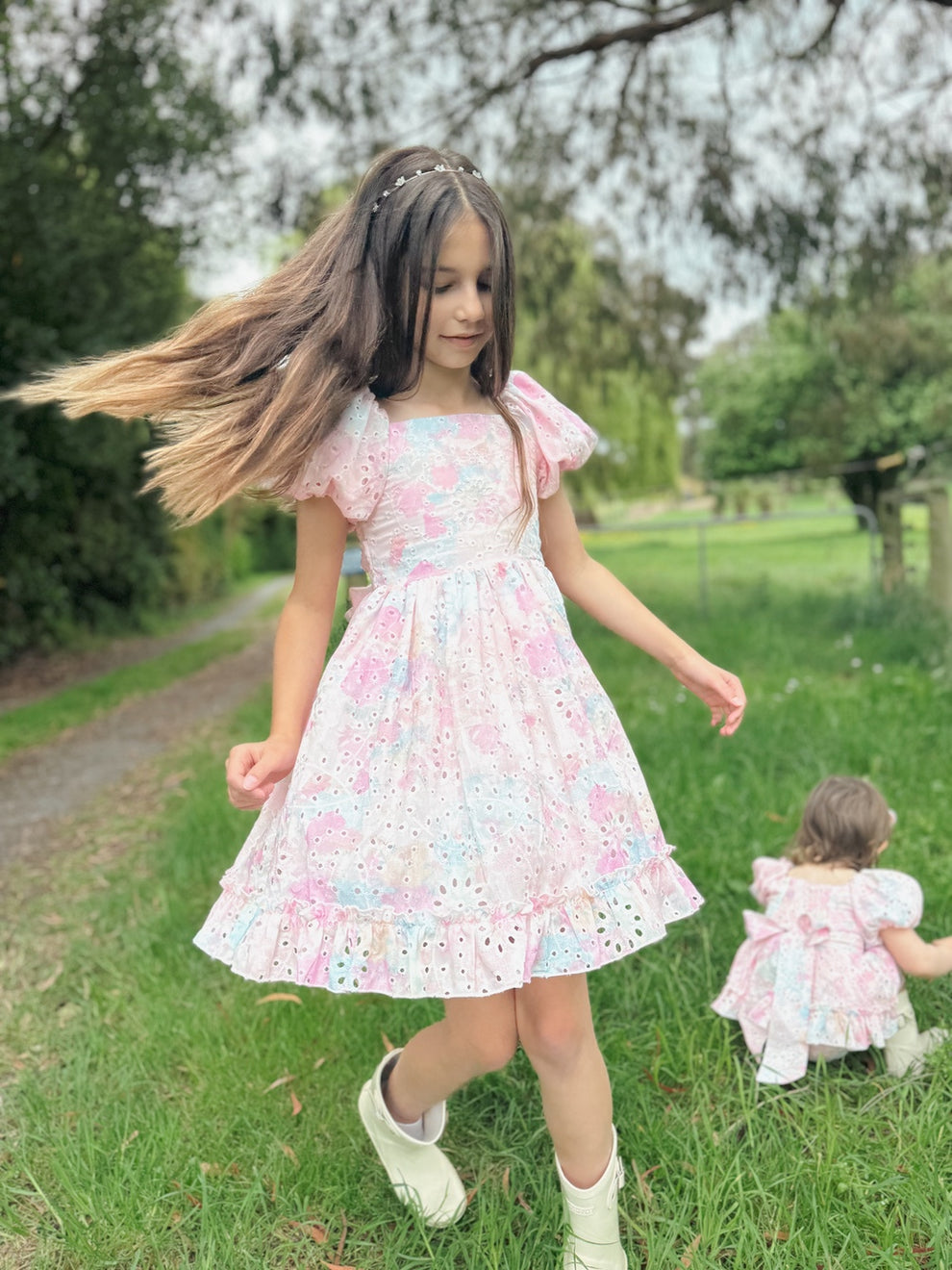 Polly Puff Sleeve Rainbow Girls Dress - A Little Lacey · Photo 12 of 17