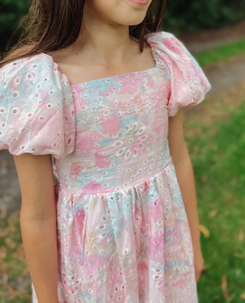 Polly Puff Sleeve Rainbow Girls Dress - A Little Lacey