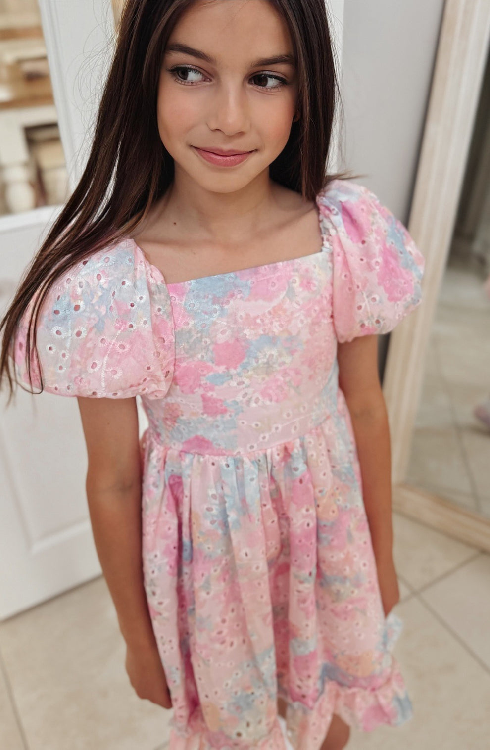 Polly Puff Sleeve Rainbow Girls Dress - A Little Lacey · Photo 8 of 17