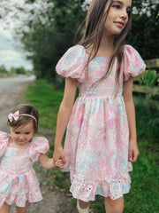 Polly Puff Sleeve Rainbow Girls Dress - A Little Lacey