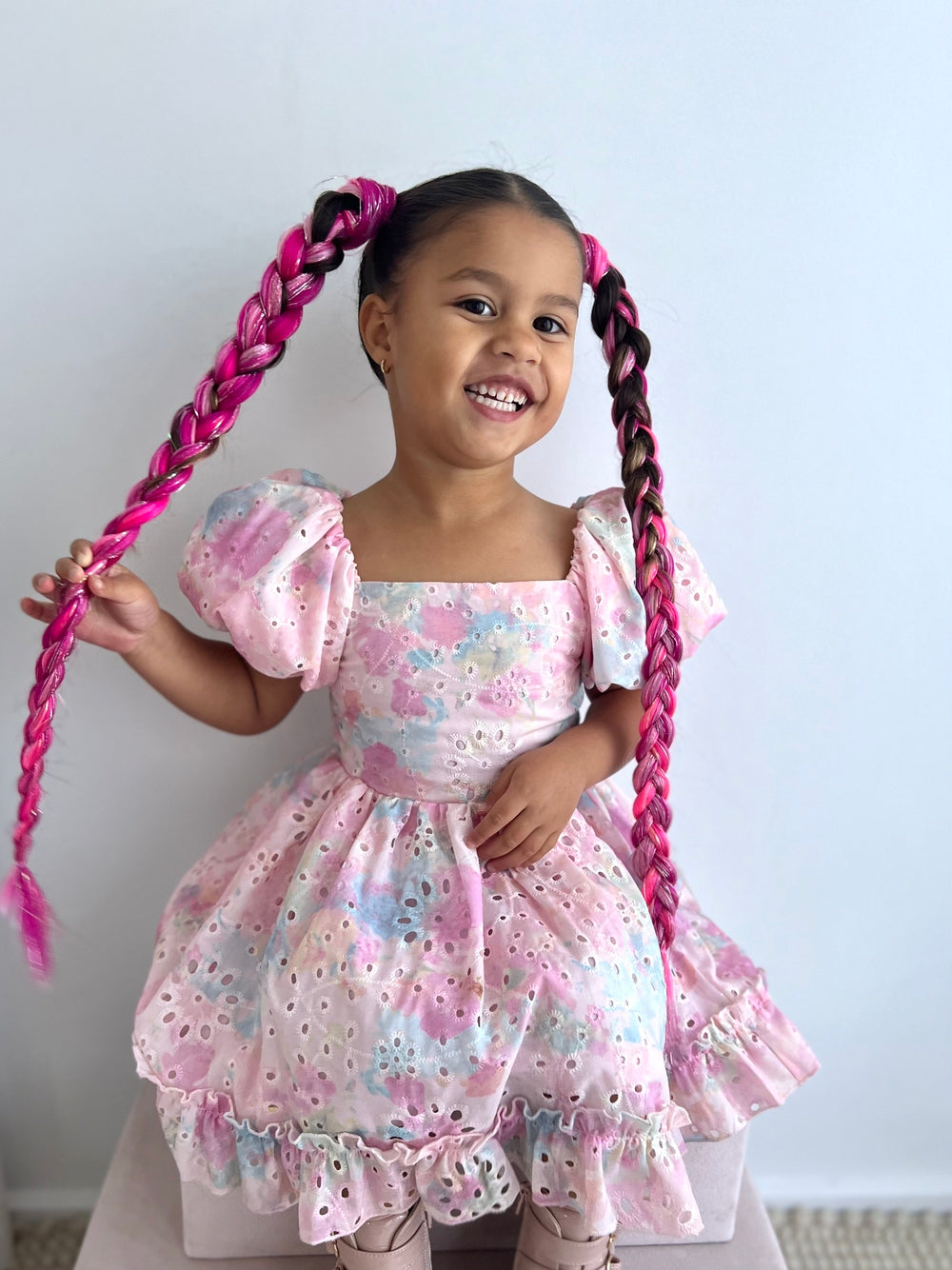 Polly Puff Sleeve Rainbow Girls Dress A Little Lacey Polly Puff Sleeve Rainbow Girls Dress A Little Lacey