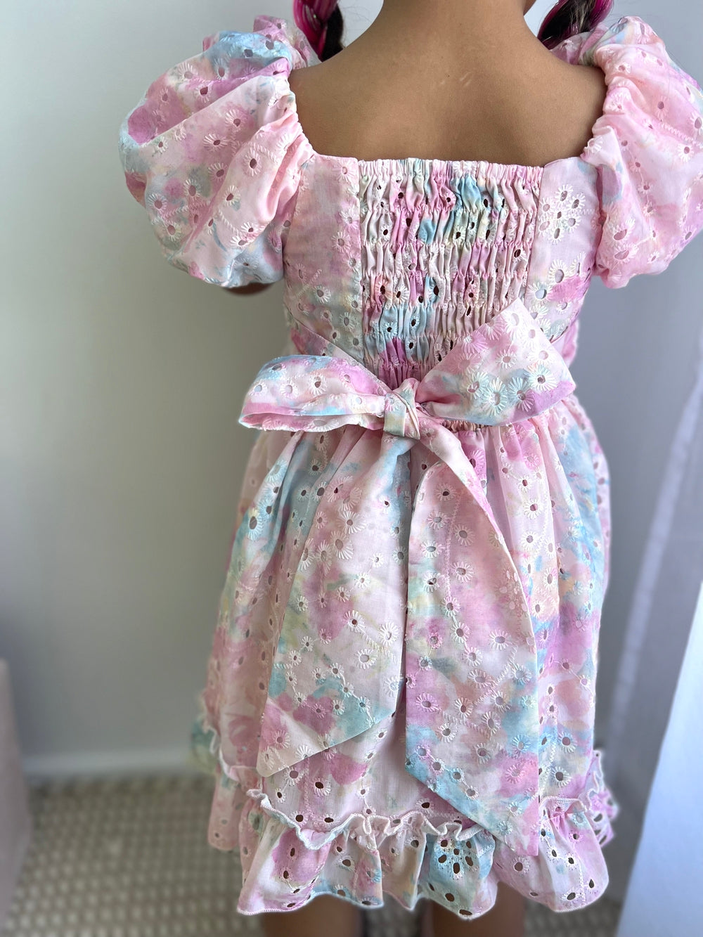 Polly Puff Sleeve Rainbow Girls Dress A Little Lacey Polly Puff Sleeve Rainbow Girls Dress A Little Lacey