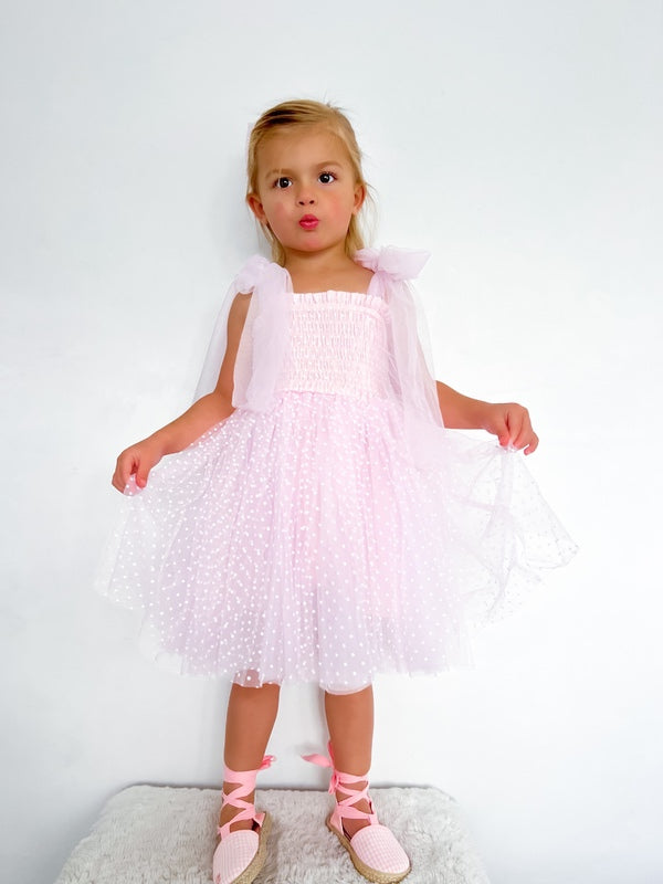 Poppy Pink Swiss Dot Dress - Sale