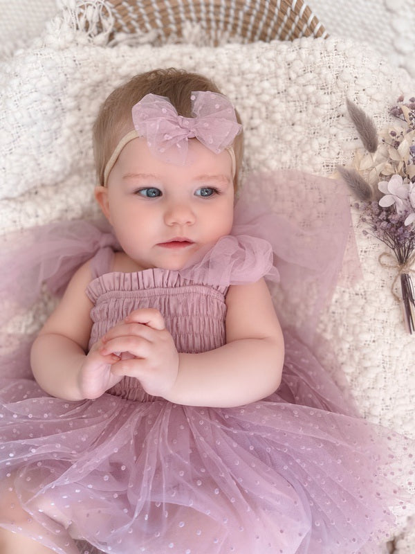 Poppy Lilac Swiss Dot Romper - Easter Collection