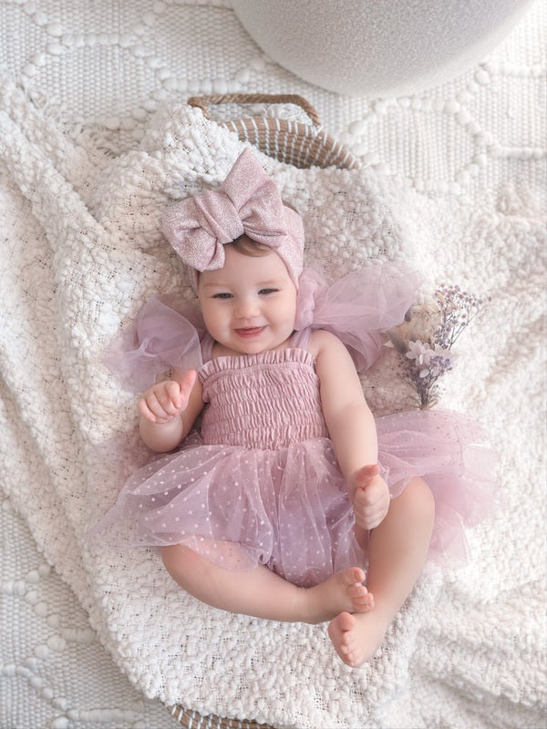 Poppy Lilac Swiss Dot Romper - Easter Collection