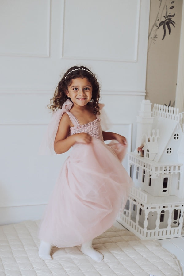 Willow Dusty Pink Girls Full-length Dress - A Little Lacey