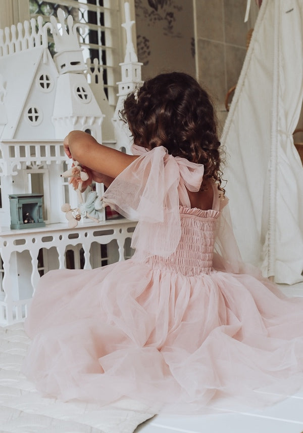 Willow Dusty Pink Girls Full-length Dress - A Little Lacey