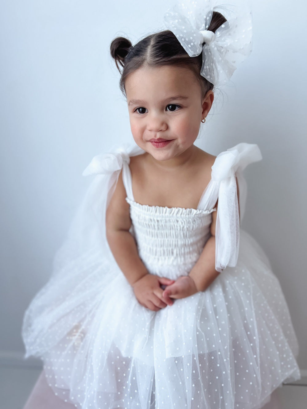 Poppy White Tulle Bow - Blush Spring Collection