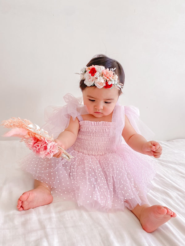 Poppy Pink Swiss Dot Romper - Baby Dresses