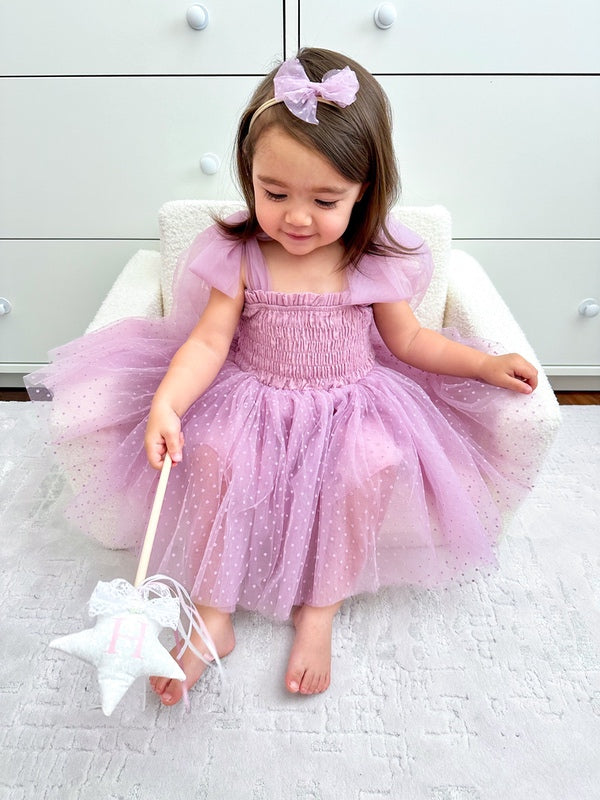 Poppy Lilac Swiss Dot Dress - Girls Party Dresses