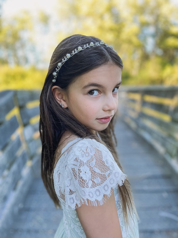 Pearl and Leaf Girls Headband - All Accessories