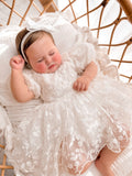 Penelope Ivory Baby Dress with embroidered floral lace