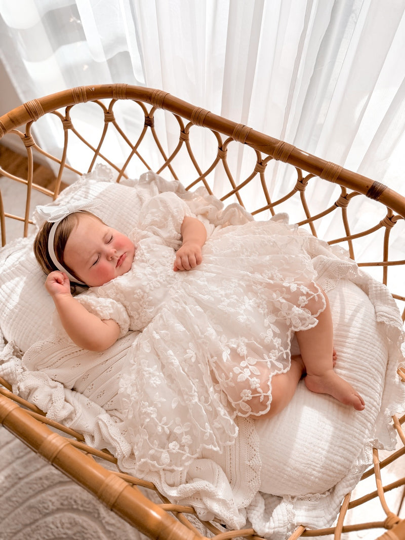 Penelope White Embroidered Baby Dress - A Little Lacey
