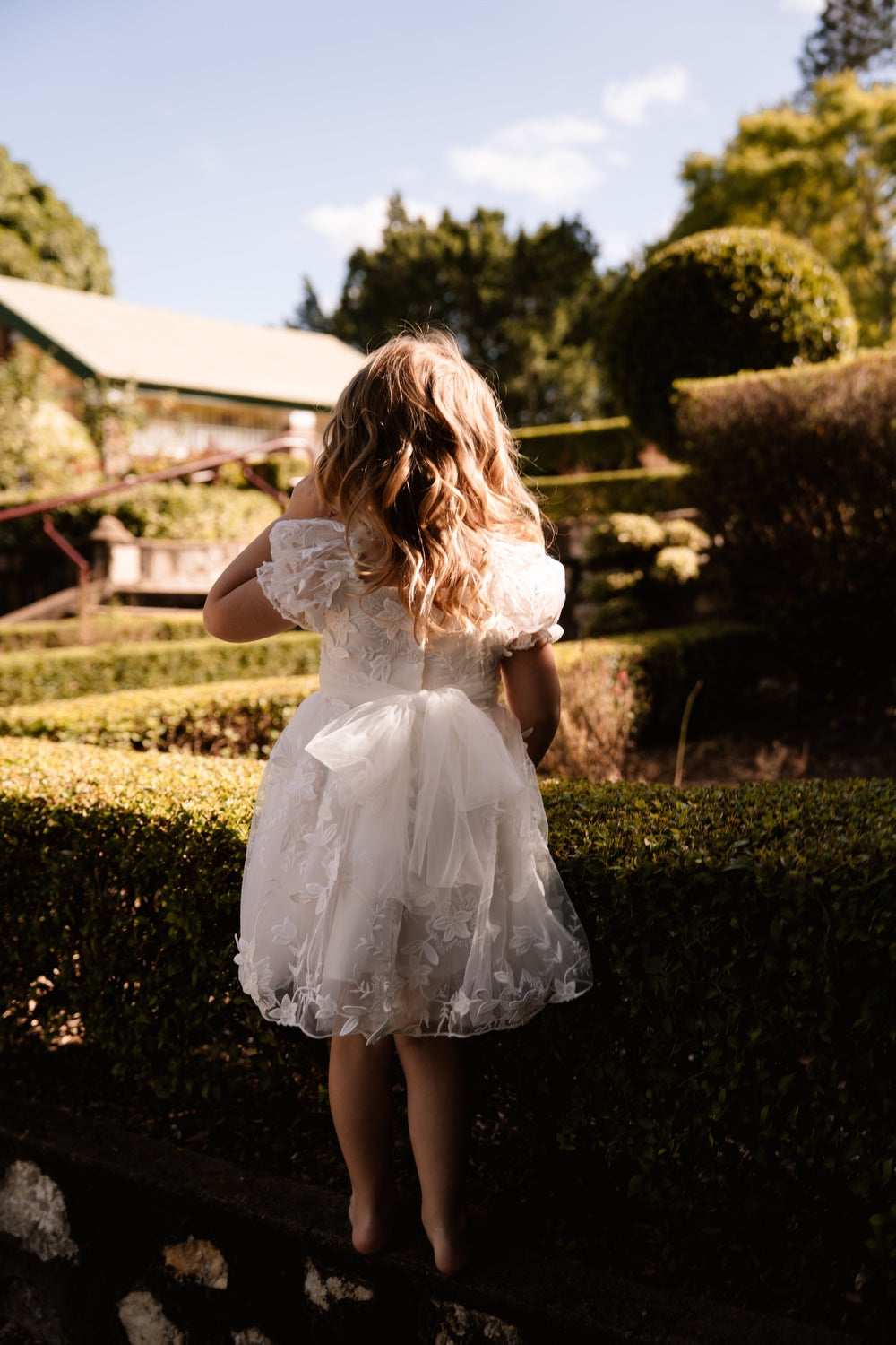 Girls white embroidered dress for weddings and special occasions