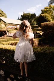 Petal Embroidered Girls White Dress - A Little Lacey