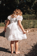 Petal Embroidered Girls White Dress for First Communion styling