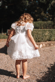 Petal Embroidered Girls White Dress - A Little Lacey