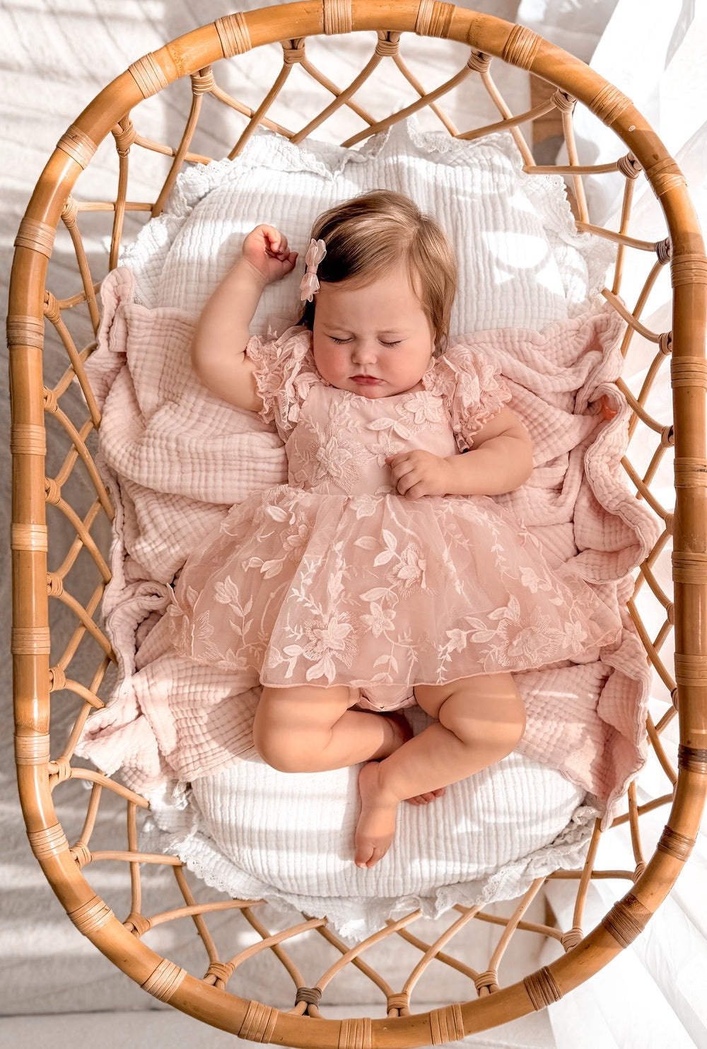 Petal Pink Embroidered Baby Dress - A Little Lacey · Photo 5 of 15