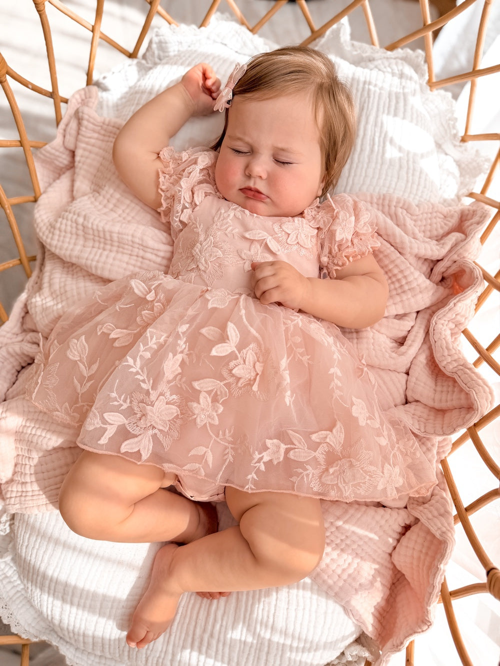 Petal Pink Embroidered Baby Dress - A Little Lacey · Photo 3 of 15