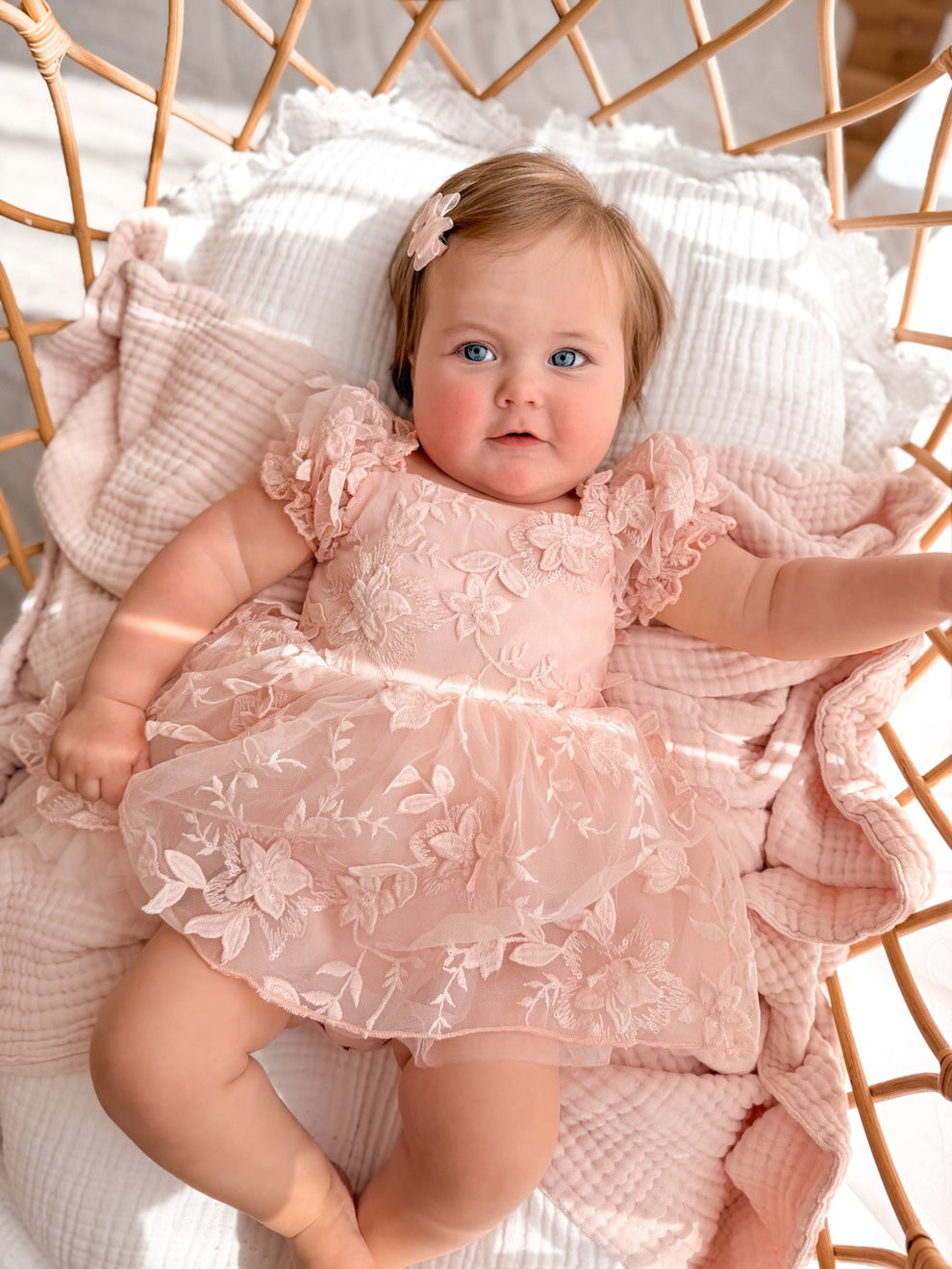Petal Pink Embroidered Baby Dress - A Little Lacey · Photo 10 of 15