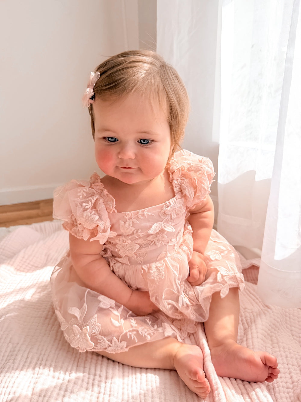 Petal Pink Embroidered Baby Dress - A Little Lacey · Photo 11 of 15