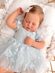 Petal Blue Embroidered Baby Dress - A Little Lacey