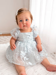 Petal Blue Embroidered Baby Dress - A Little Lacey