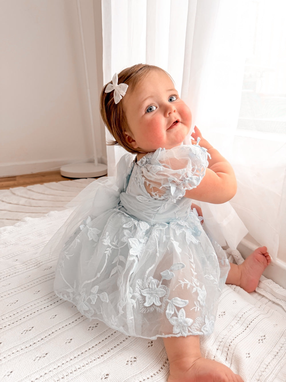 Blue baby flower girl dress