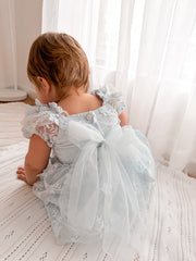 Petal Blue Embroidered Baby Dress - A Little Lacey
