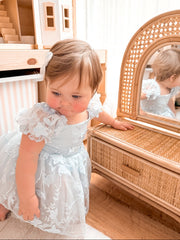 Petal Blue Embroidered Baby Dress - A Little Lacey