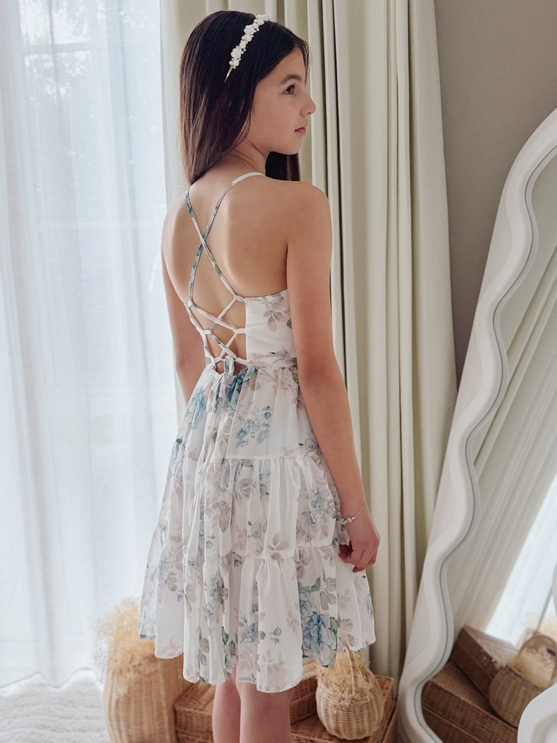 Phoebe Chiffon Girls Dress Ocean Breeze - A Little Lacey