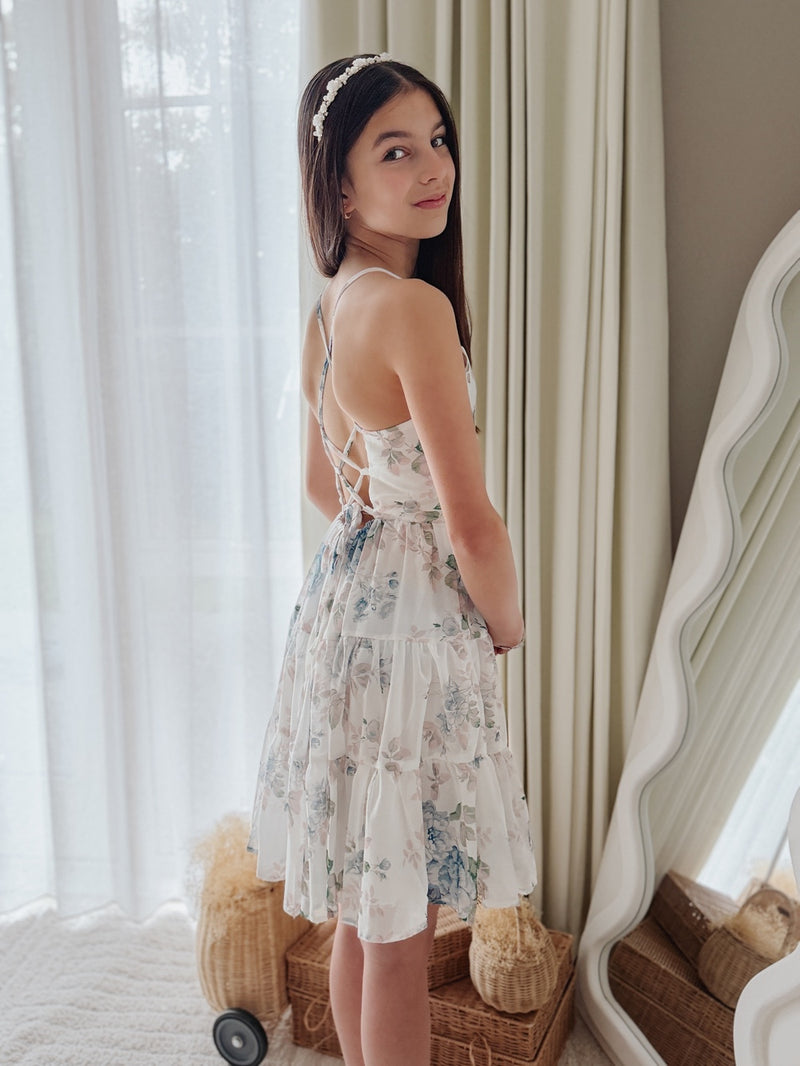 Phoebe Chiffon Girls Dress Ocean Breeze - A Little Lacey
