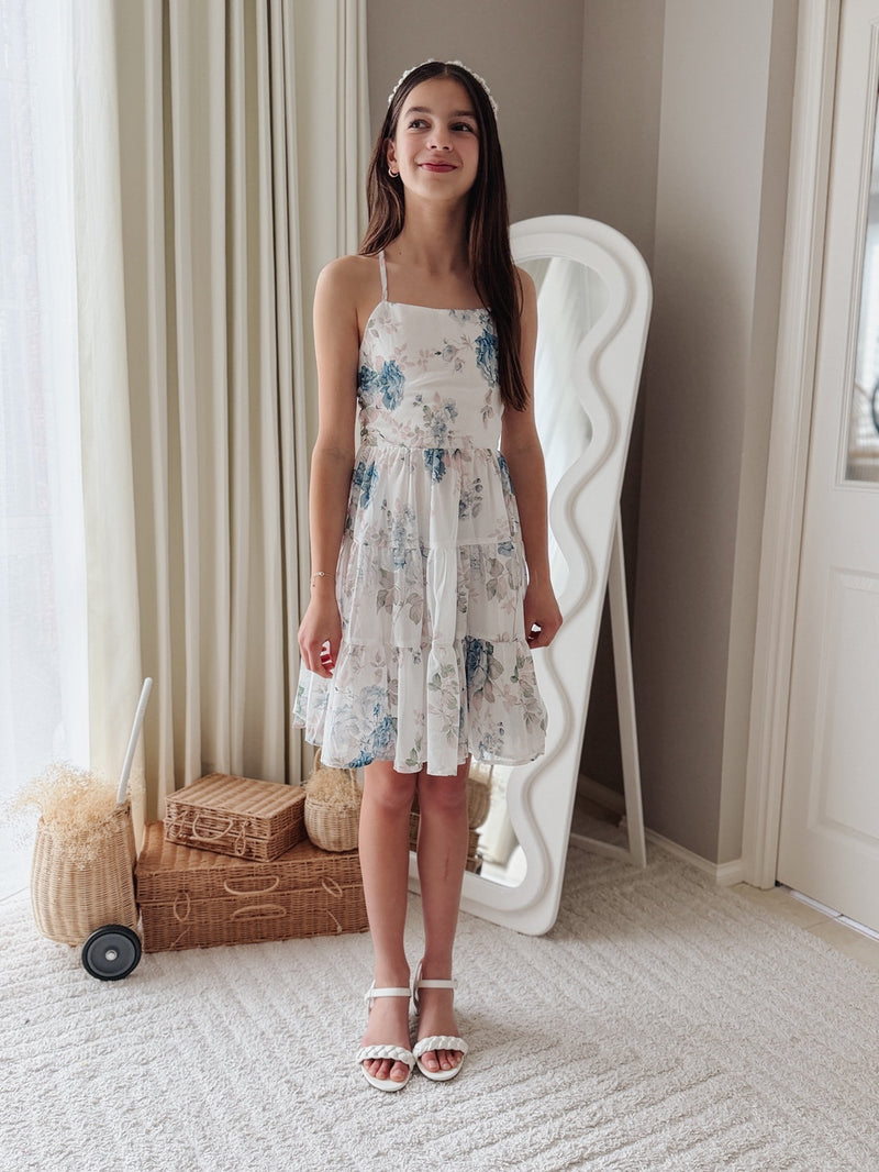 Phoebe Chiffon Girls Dress Ocean Breeze - A Little Lacey