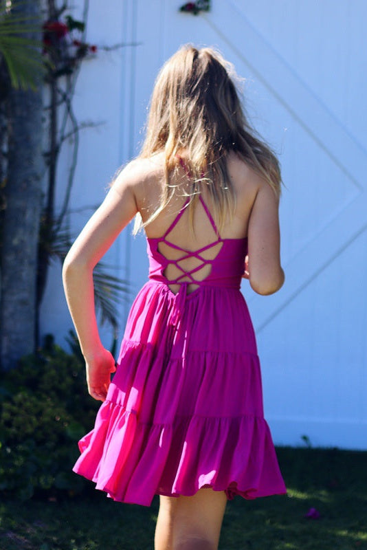 strapless open back dress Girls: Feeling So Sweet Pink Colorblock Dress – Shop the Mint main image 1