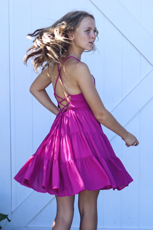 Phoebe Chiffon Girls Dress Rose Pink - A Little Lacey