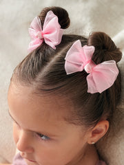 Pink Girls Pigtail Bows - A Little Lacey