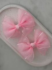 Pink Girls Pigtail Bows - A Little Lacey