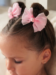 Pink Girls Pigtail Bows - A Little Lacey