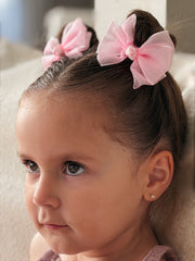 Pink Girls Pigtail Bows - A Little Lacey