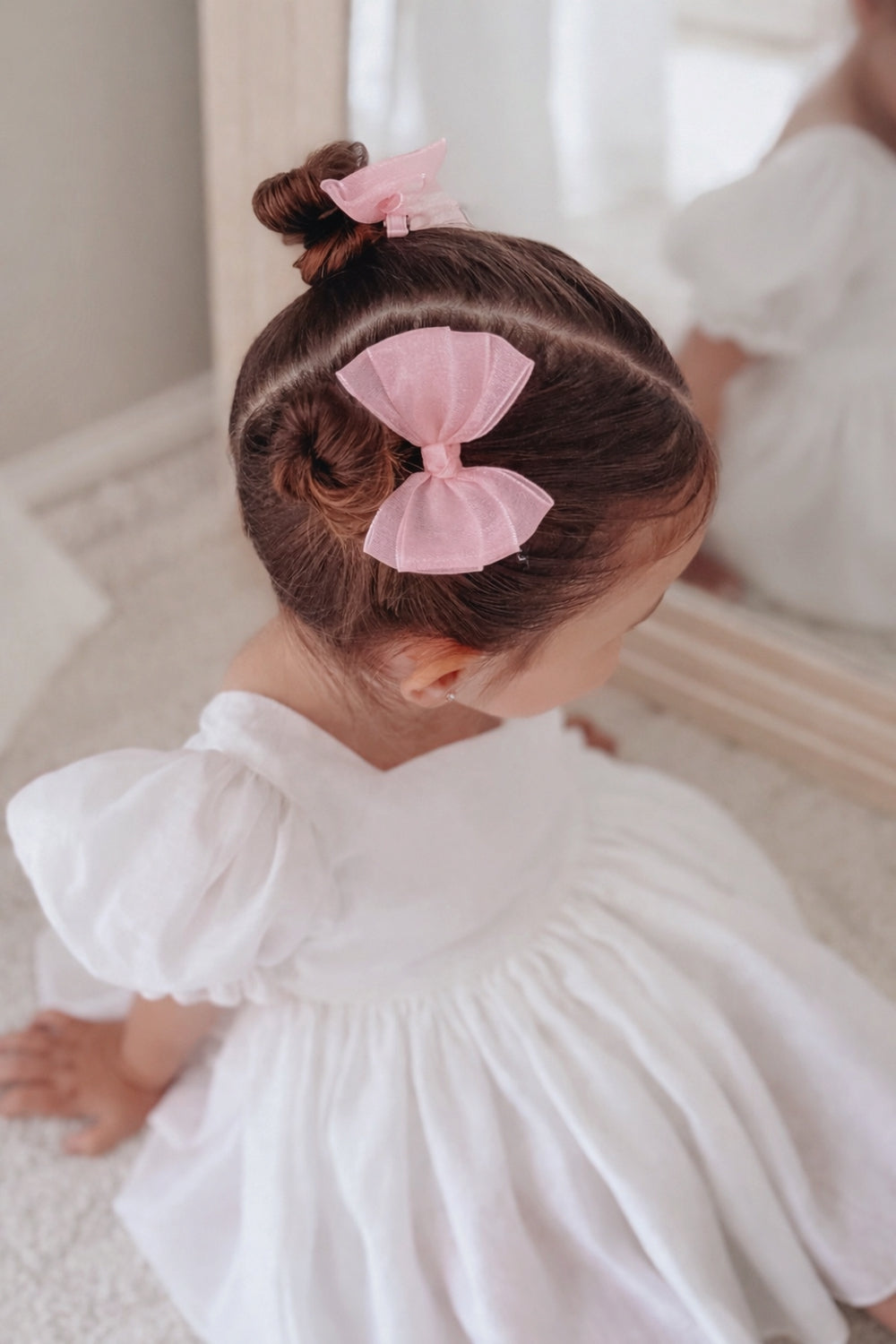 Matching pink pigtail bows for toddlers and girls