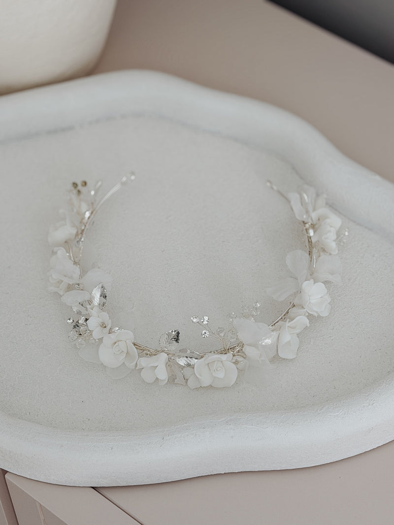 Porcelain Bloom Girls Headpiece - A Little Lacey