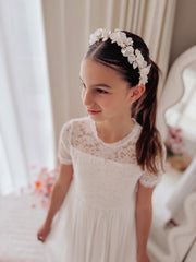 Porcelain Bloom Girls Headpiece - A Little Lacey