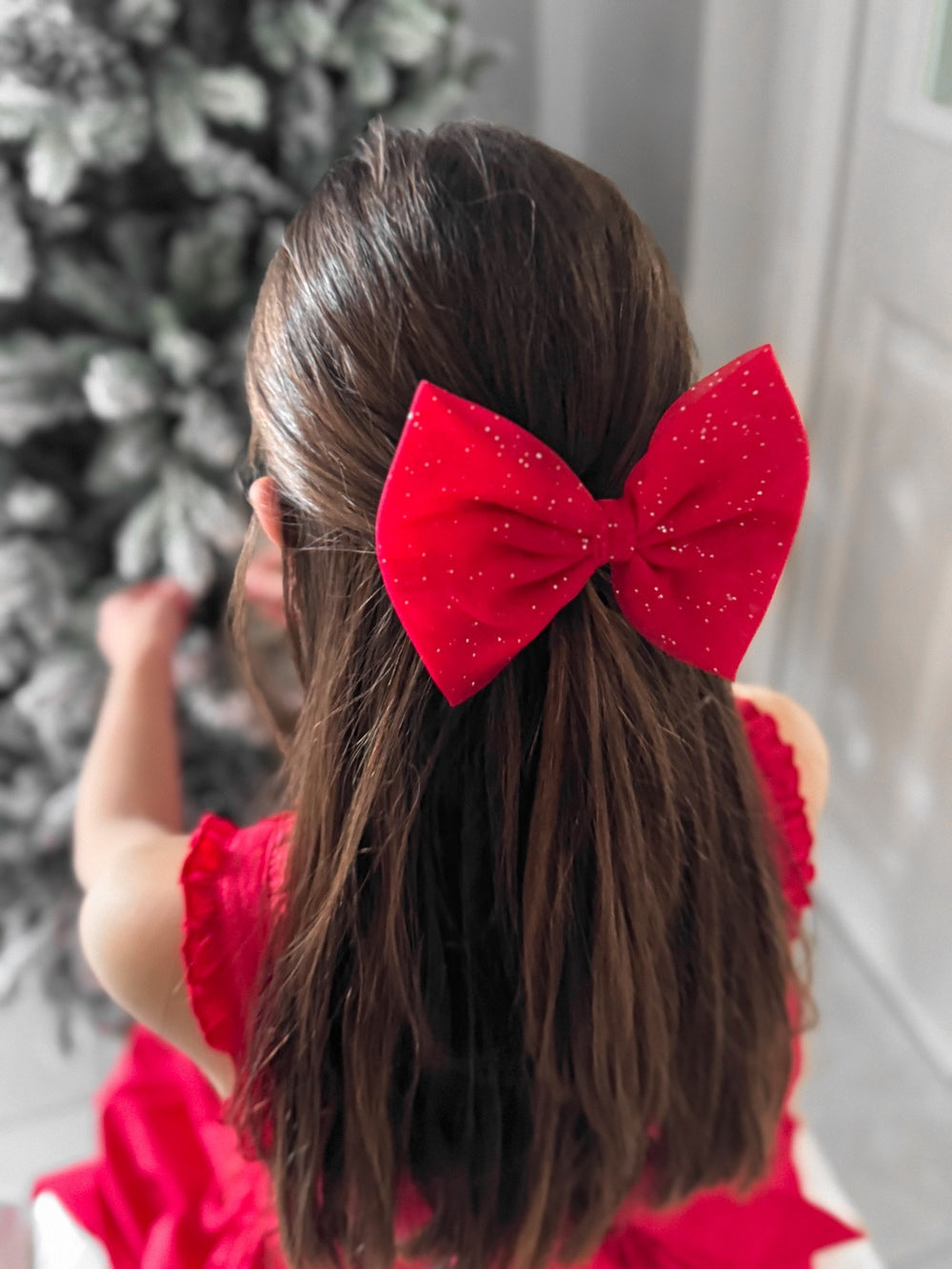 Sparkle Red Christmas Bow - Christmas Dresses and Rompers