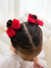 Red Girls Pigtail Bows - A Little Lacey