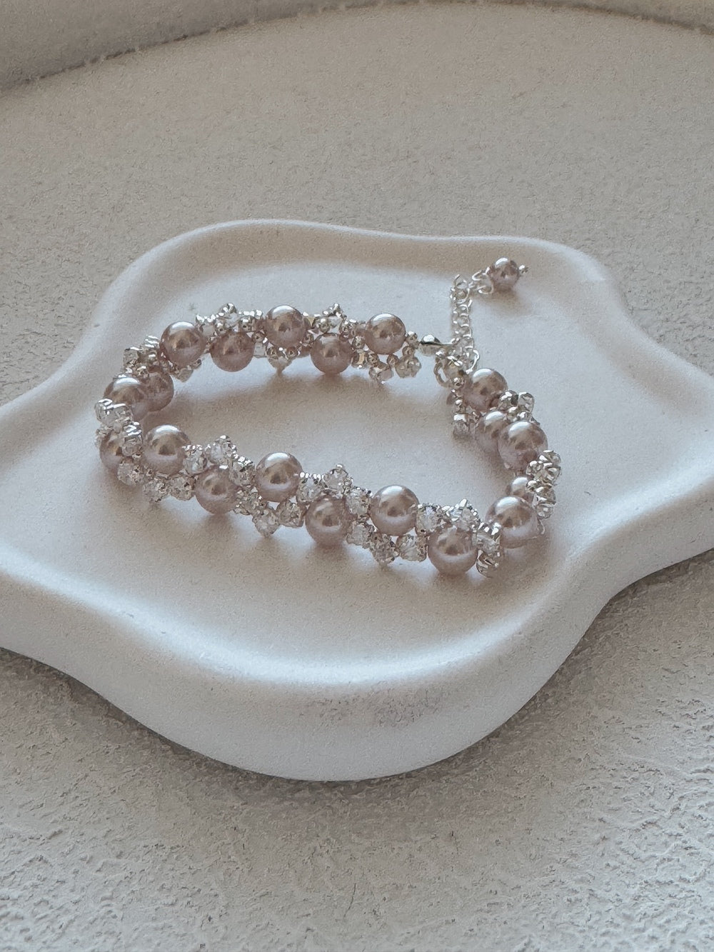 Rosalie Girls Silver Bracelet - Communion DressesBlush pearl bracelet for flower girls
