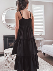 Sabrina Girls Black Maxi Dress - A Little Lacey