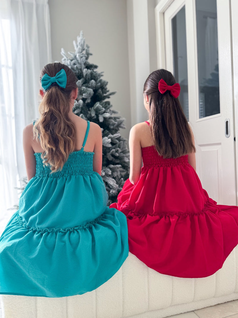 Sabrina Red Girls Hair Bow - A Little Lacey
